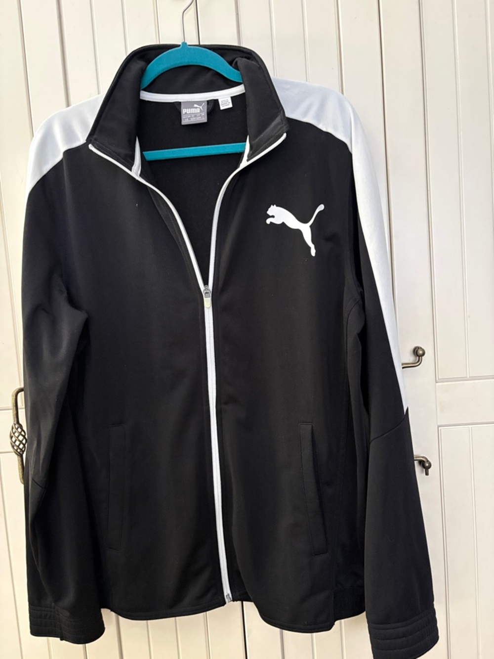 Puma Black and White Women's Zip-Up Varsity Jacket